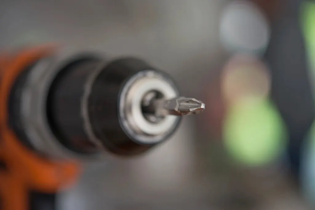Close-up of a power drill bit