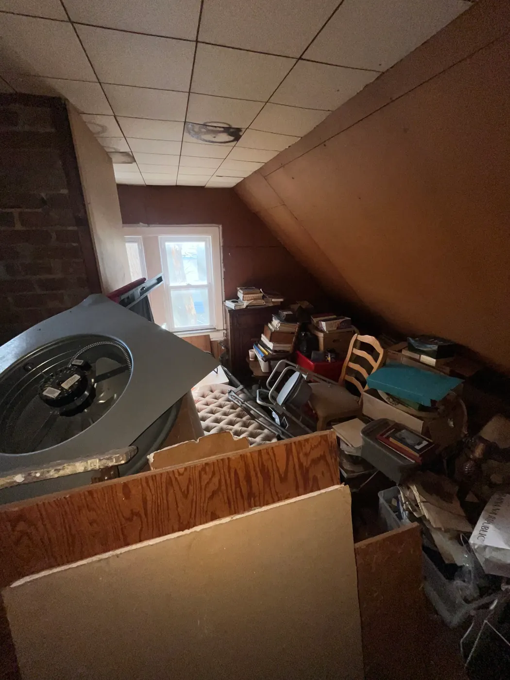 Attic full of stored items ready to haul
